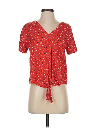Pre-owned Madewell Short Sleeve Blouse In Red