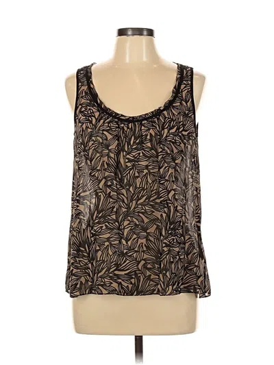 Pre-owned Donna Karan Sleeveless Silk Top Brown Scoop Neck Tops