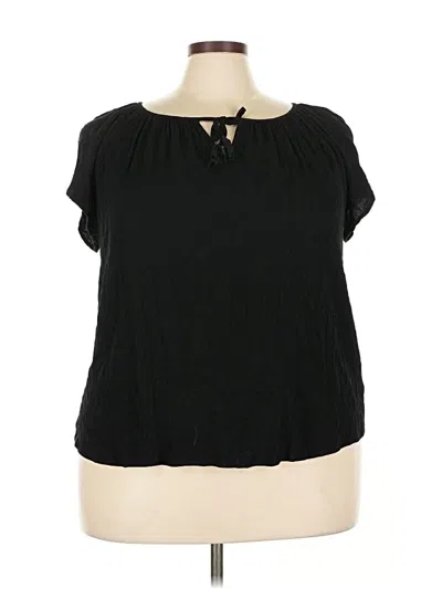Pre-owned Karen Kane Short Sleeve Blouse In Black