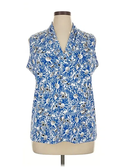 Pre-owned Jones New York Short Sleeve Blouse In Blue