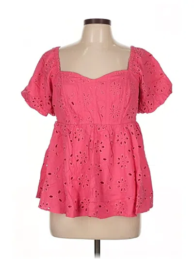 Pre-owned Torrid Short Sleeve Blouse In Pink