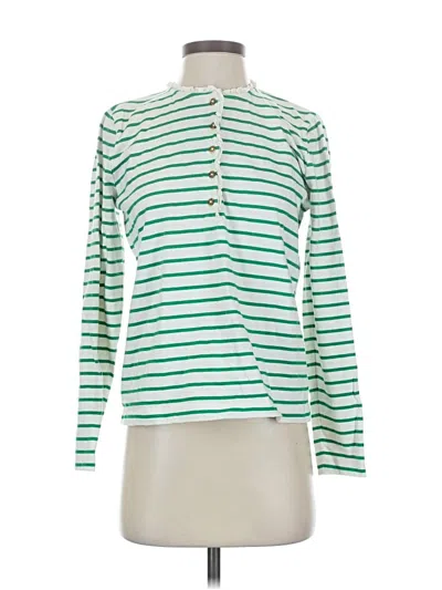 Pre-owned J.crew Factory Store Long Sleeve Top Green Mock Neckline Tops