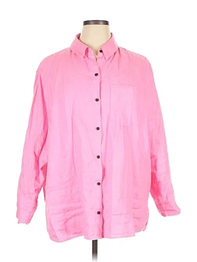 Pre-owned Athleta Long Sleeve Button Down Shirt In Pink
