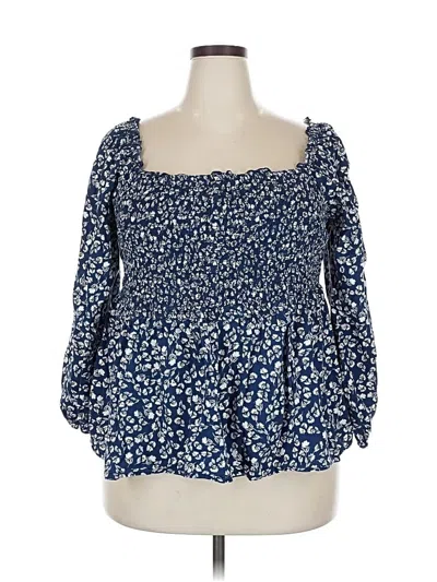 Pre-owned St. John's Bay 3/4 Sleeve Blouse In Blue