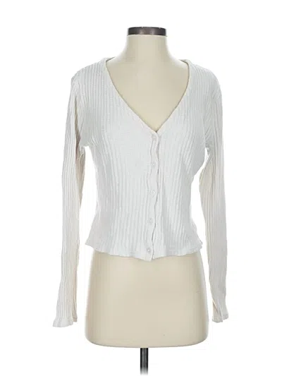 Pre-owned Everlane Long Sleeve Top White Plunge Neckline Tops