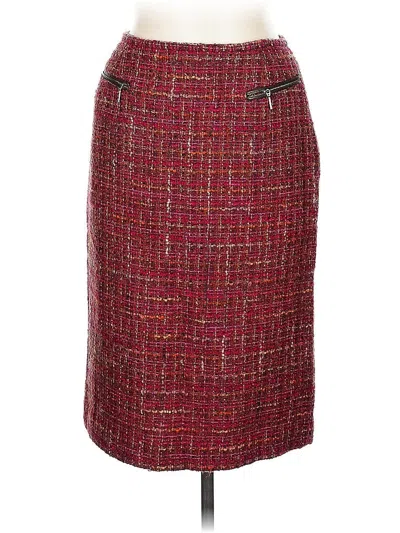 Pre-owned Lafayette 148 Formal Skirt In Burgundy