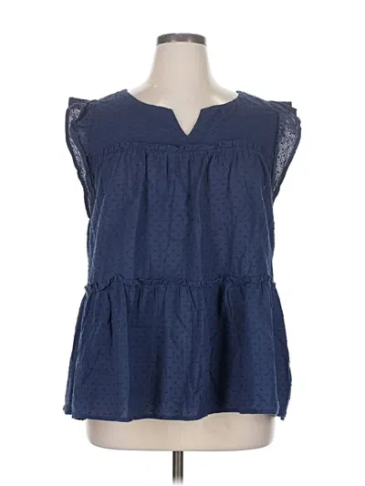 Pre-owned Cotton Bleu Sleeveless Blouse In Blue