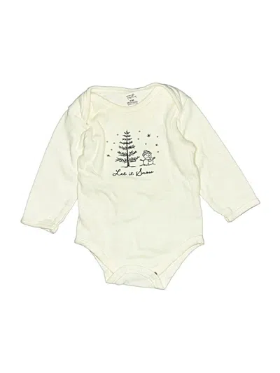 Pre-owned Touched By Nature Babies' Long Sleeve Onesie In White