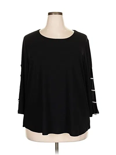 Pre-owned 89th & Madison 3/4 Sleeve Top Black Boatneck Tops