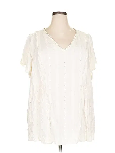 Pre-owned Torrid Short Sleeve Blouse In White