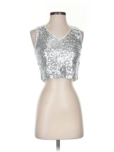 Pre-owned Anna-kaci Tank Top Silver Strapless Neckline Tops