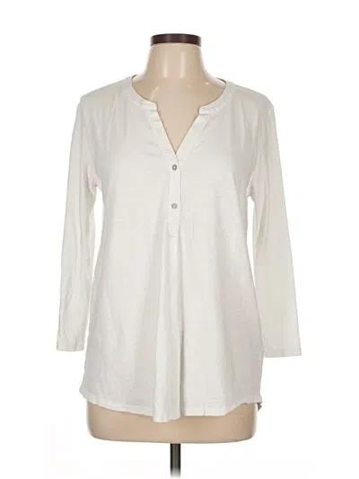 Pre-owned Lilla P Long Sleeve Henley Shirt In White