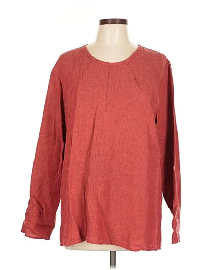 Pre-owned Flax By Jeanne Engelhart Long Sleeve Blouse In Red