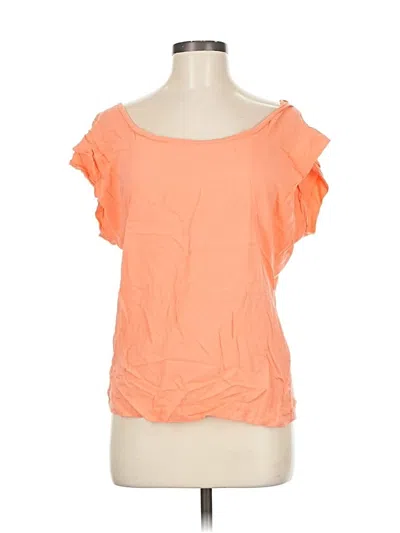 Pre-owned Trafaluc By Zara Short Sleeve Top Orange Cold Shoulder Neckline Tops