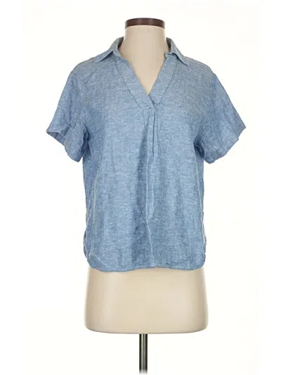 Pre-owned Banana Republic Factory Store Short Sleeve Blouse In Blue
