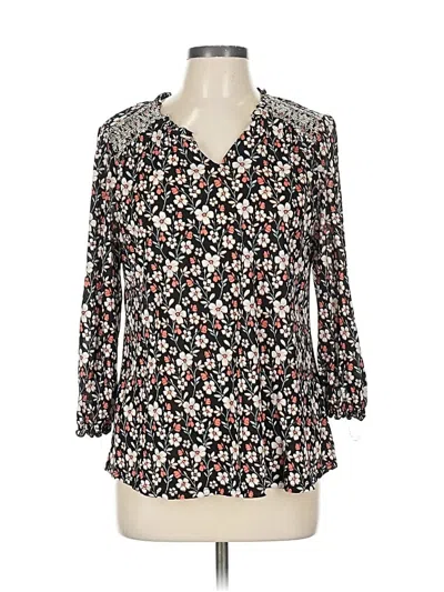 Pre-owned Style & Co 3/4 Sleeve Blouse In Black