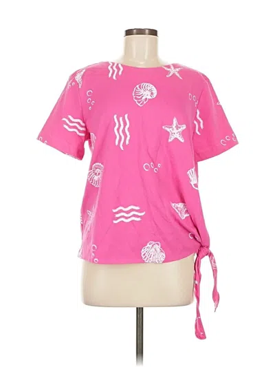 Pre-owned Links Short Sleeve Blouse In Pink