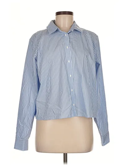 Pre-owned Lands' End Long Sleeve Button Down Shirt In Blue