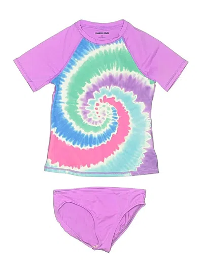 Pre-owned Lands' End Kids'  Two Piece Swimsuit In Purple