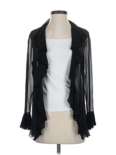 Pre-owned Dkny Silk Cardigan Sweater In Black