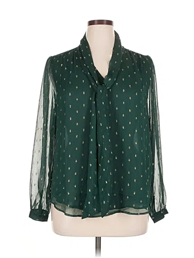 Pre-owned Ann Taylor Long Sleeve Blouse In Green