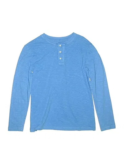 Pre-owned Crewcuts Kids' Long Sleeve Henley Shirt In Blue