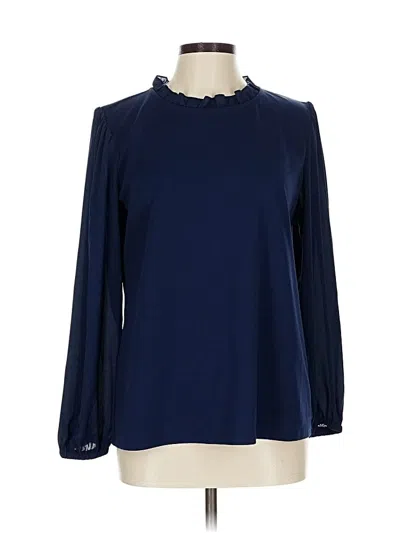 Pre-owned Ann Taylor Long Sleeve Blouse In Blue