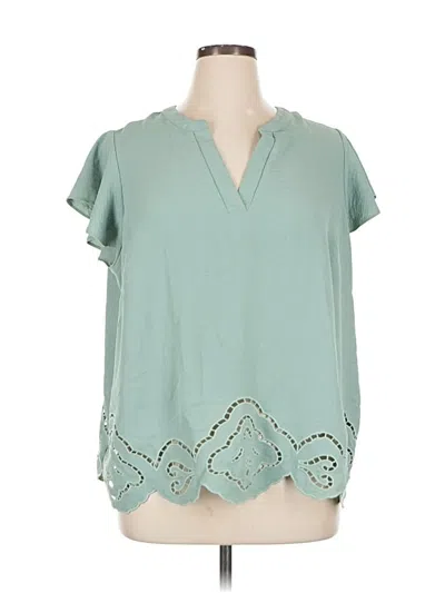 Pre-owned Adrianna Papell Short Sleeve Blouse In Blue