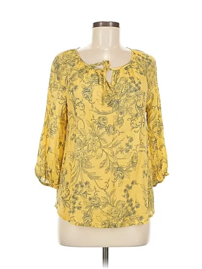 Pre-owned Fred David 3/4 Sleeve Blouse In Yellow