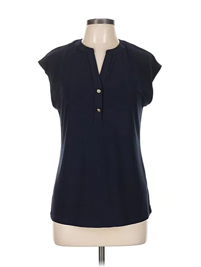 Pre-owned Anne Klein Short Sleeve Blouse In Black