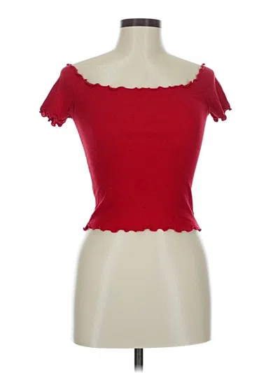Pre-owned Brandy Melville Short Sleeve Top Red Strapless Neckline Tops