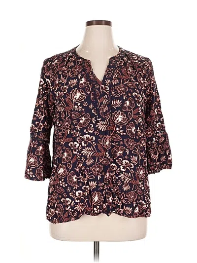 Pre-owned Gloria Vanderbilt 3/4 Sleeve T-shirt In Brown