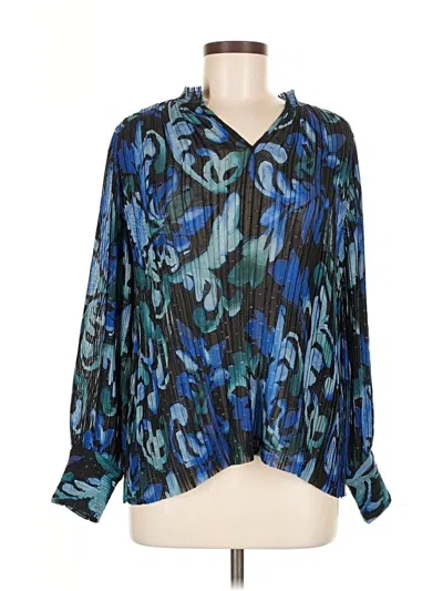 Pre-owned Chico's Long Sleeve Blouse In Blue