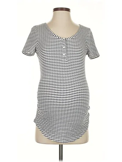 Pre-owned Gap - Maternity Short Sleeve Top Gray Scoop Neck Tops