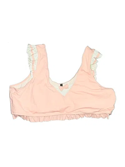 Pre-owned Hot Topic Swimsuit Top Pink Bow Print Pattern Scoop Neck Swimwear