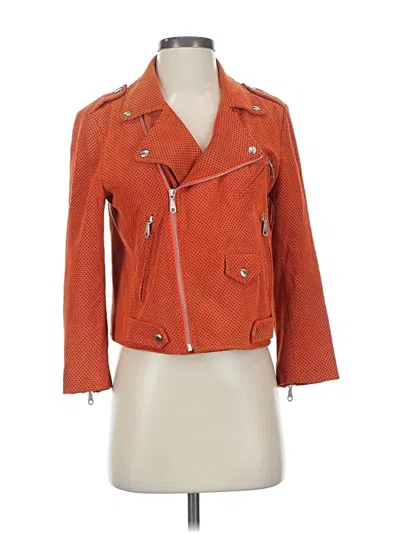 Pre-owned Rebecca Minkoff Leather Jacket In Orange