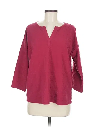 Pre-owned Bobeau 3/4 Sleeve Blouse In Burgundy