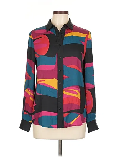 Pre-owned Anne Klein Long Sleeve Blouse In Black