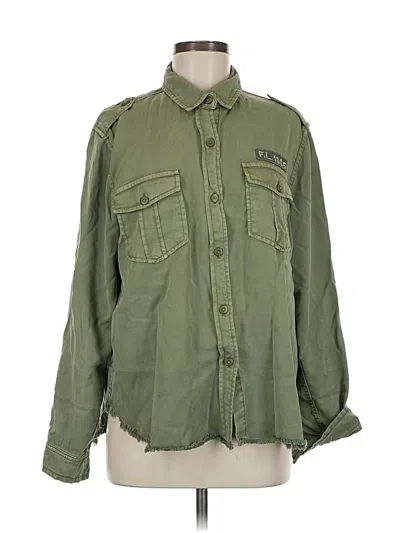 Pre-owned Elan Long Sleeve Button Down Shirt In Green