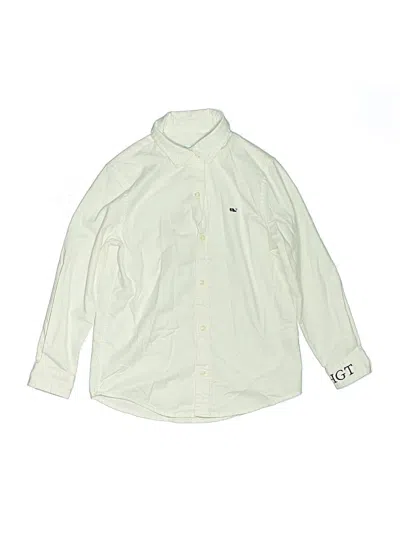 Pre-owned Vineyard Vines Kids' Long Sleeve Button Down Shirt In White