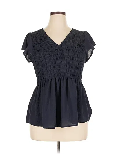 Pre-owned Madewell Short Sleeve Blouse In Black