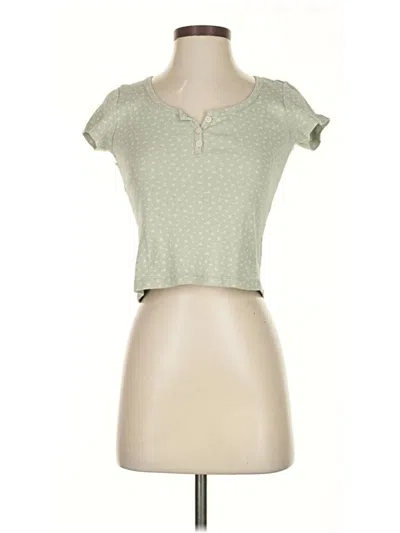 Pre-owned Brandy Melville Short Sleeve Henley Shirt In Green