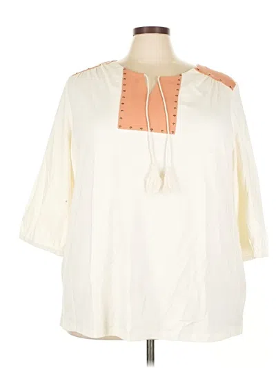 Pre-owned Haute Hippie 3/4 Sleeve Blouse In White