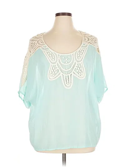 Pre-owned Umgee Short Sleeve Blouse In Blue