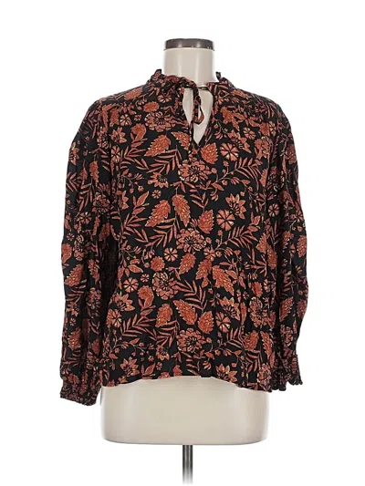 Black Tape_ Long Sleeve Blouse In Brown