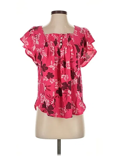 Pre-owned Draper James Short Sleeve Blouse In Pink