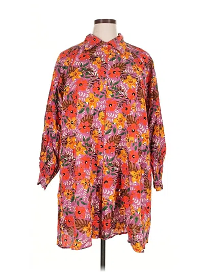 Pre-owned Anniewear 3/4 Sleeve Button Down Shirt In Orange