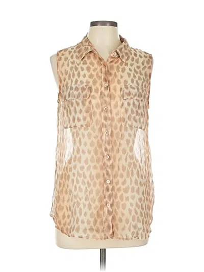 Pre-owned Equipment Sleeveless Button Down Shirt In Brown