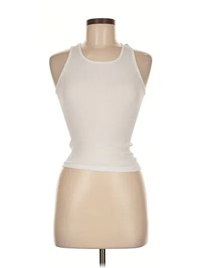 Pre-owned Hanes Tank Top Ivory Halter Neckline Tops In White