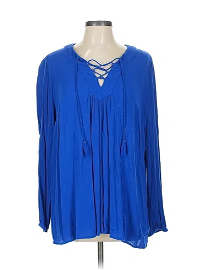 Pre-owned Torrid Long Sleeve Blouse In Blue